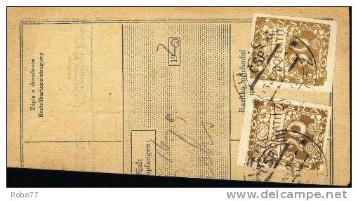 Czechoslovakia. Parcel Card With Postage Due Stamps. Miroslav 15.IX.20. +  Úpice 16.IX.20. (A08017) - Timbres-taxe