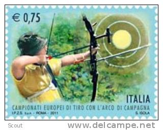 ITALIA - ITALIE - ITALY - 2011 - CAMPIONATI EUROPEI TIRO CON L´ARCO DI CAMPAGNA  - 1 Francobollo ** MNH - Tiro Con L'Arco