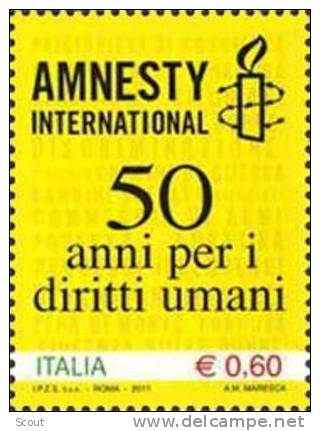 ITALIA - ITALIE - ITALY - 2011 - 50° ANN. DI AMNESTY INTERNATIONAL  - 1 Francobollo ** MNH - 2011-20: Mint/hinged