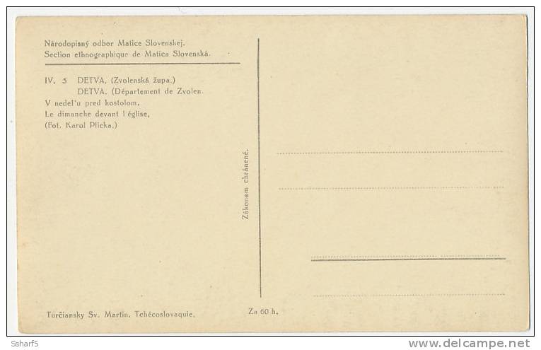Folklore IV.5  DETVA Zvolen V Nedel'u Pred Kostolom Dimanche Devant L'église Fot. Karel Plicka C. 1924 - Slovacchia