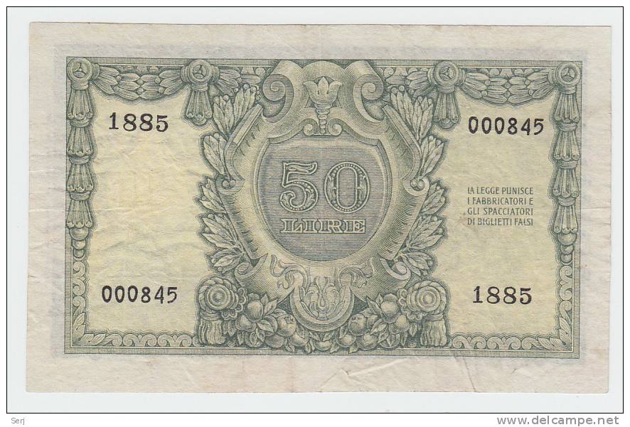 Italy 50 Lire 1951 VF++ CRISP Banknote P 91a 91 A - 50 Lire