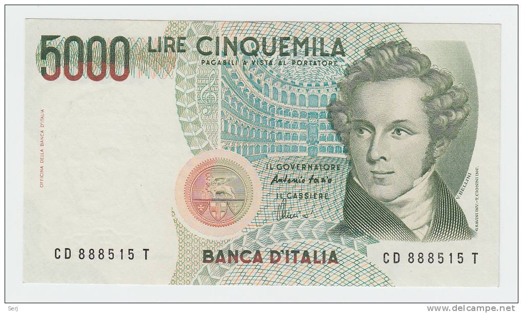 Italy 5000 Lire 1985 UNC CRISP Banknote P 111c  111 C - 5000 Lire