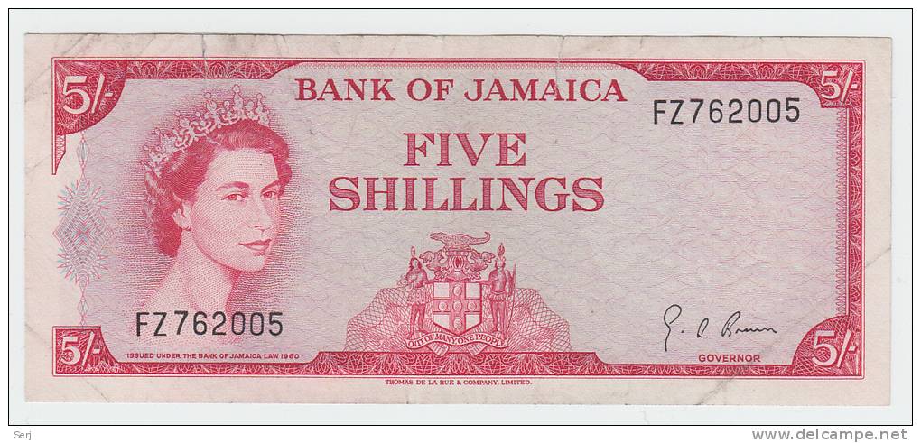 JAMAICA 5 Shillings 1960 (1964) P 51Ad  51A D - Jamaique