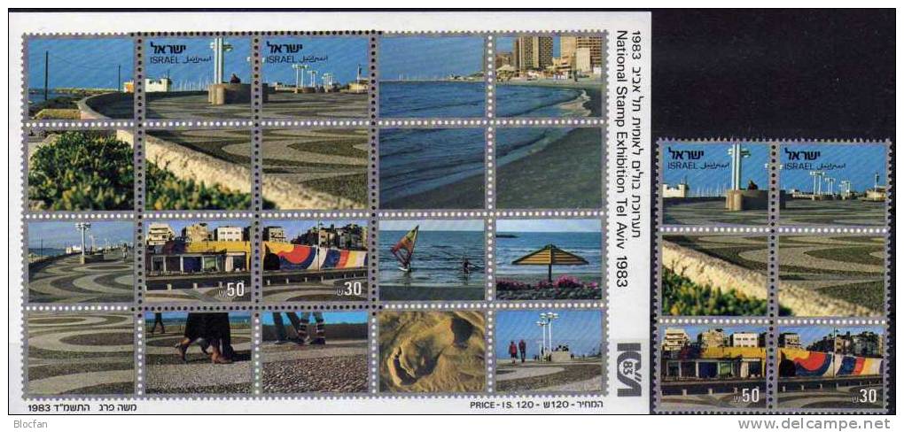 Tourismus Exposition Tel Aviv 1983 Strandpromenade Mittelmeer Israel 941/2+Block 25 ** 18€ Bloc Philatelic Sheet Of Asia - Ungebraucht (ohne Tabs)