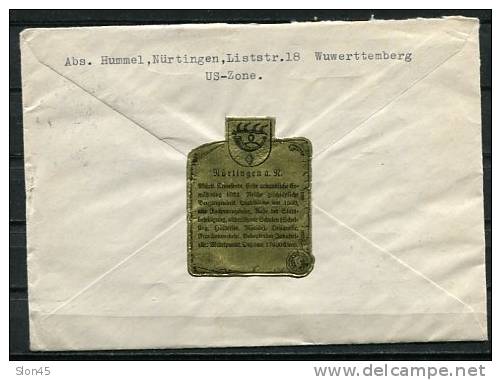 Germany 1956 Cover Sent To USA (MiF) With Nurtingen Label Special Cancel - Covers & Documents