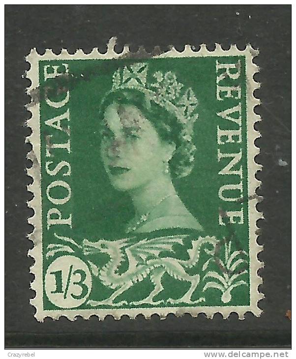 WALES GB 1958  1/-3d GREEN USED STAMP SG W5 (J278) - Wales