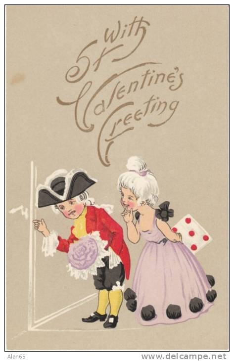 St. Valentines Greetings, Artist Children Dressed Costume Adults  C1900s/10s Vintage Postcard - Saint-Valentin