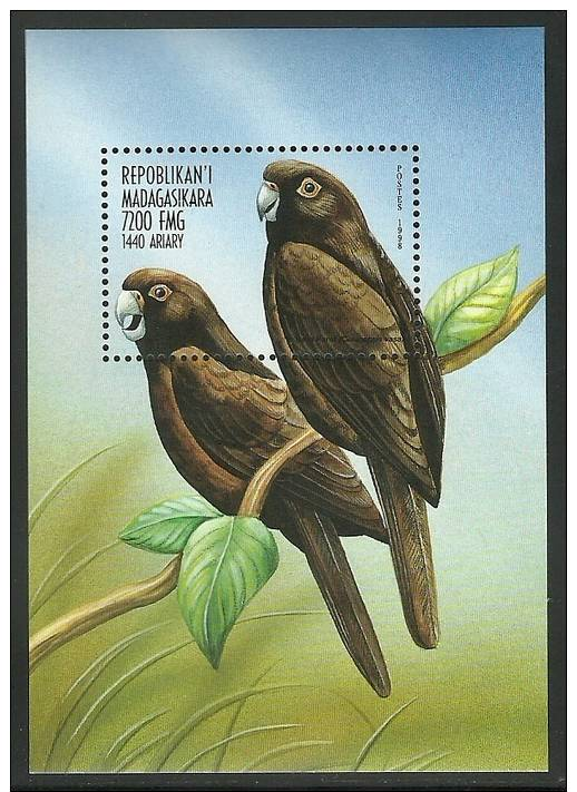 Mad9806ss Madagasicar 1998 Birds S/s Parrot - Madagascar (1960-...)