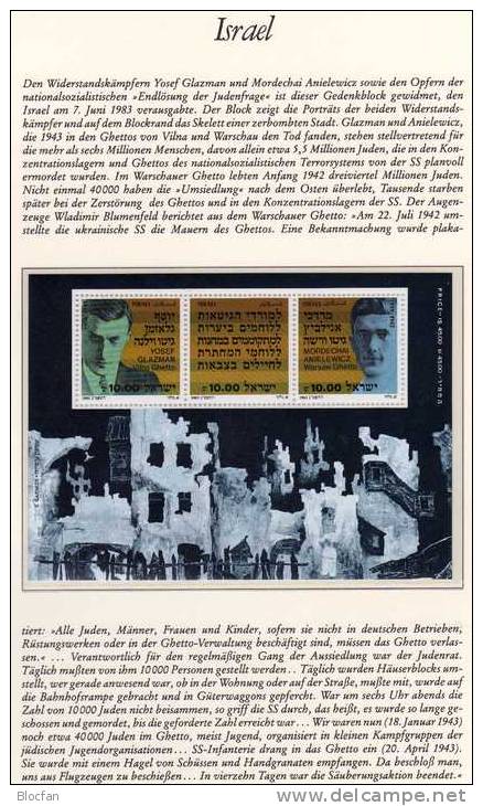 Trümmer Im Ghetto Memory Exposition Widerstand Gegen Holocaust 1983 Israel Block 24 ** 4€ Warschau History Sheet Of Asia - Covers & Documents