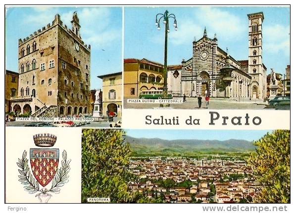 2541/A/FG/11 - PRATO - Saluti Da, Con Vedutine E Stemma Del Comune - Prato