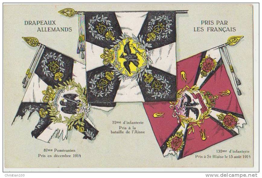 DRAPEAUX ALLEMANDS PRIS PAR LES FRANCAIS EN 1914 - CPA - - Guerre 1914-18