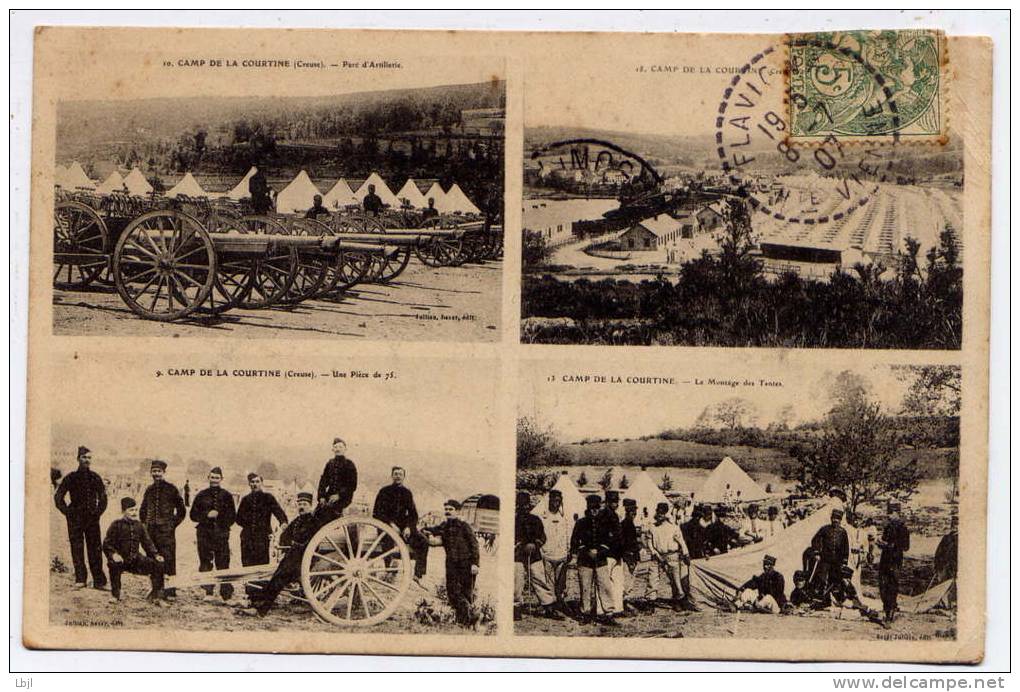 CAMP DE LA COURTINE , Divers Vues , CPA ANIMEE , 1907 - La Courtine