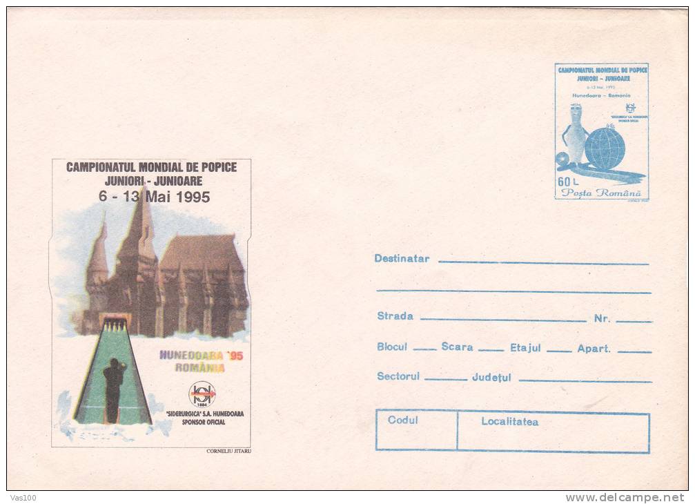 Bowling World Cup 1995 RARE COVER STATIONERY UNUSED Romania. - Pétanque