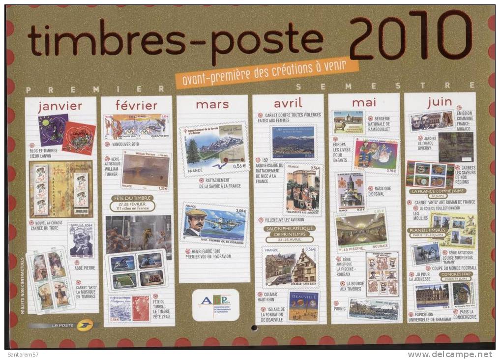 Calendrier Mural Calendar Timbres Poste 2010 - Grossformat : 2001-...