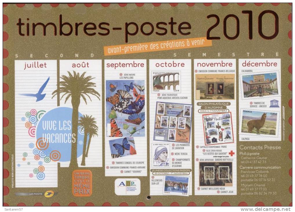 Calendrier Mural Calendar Timbres Poste 2010 - Grand Format : 2001-...