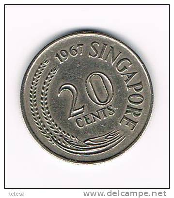 SINGAPORE  20  CENTS 1967 - Singapour