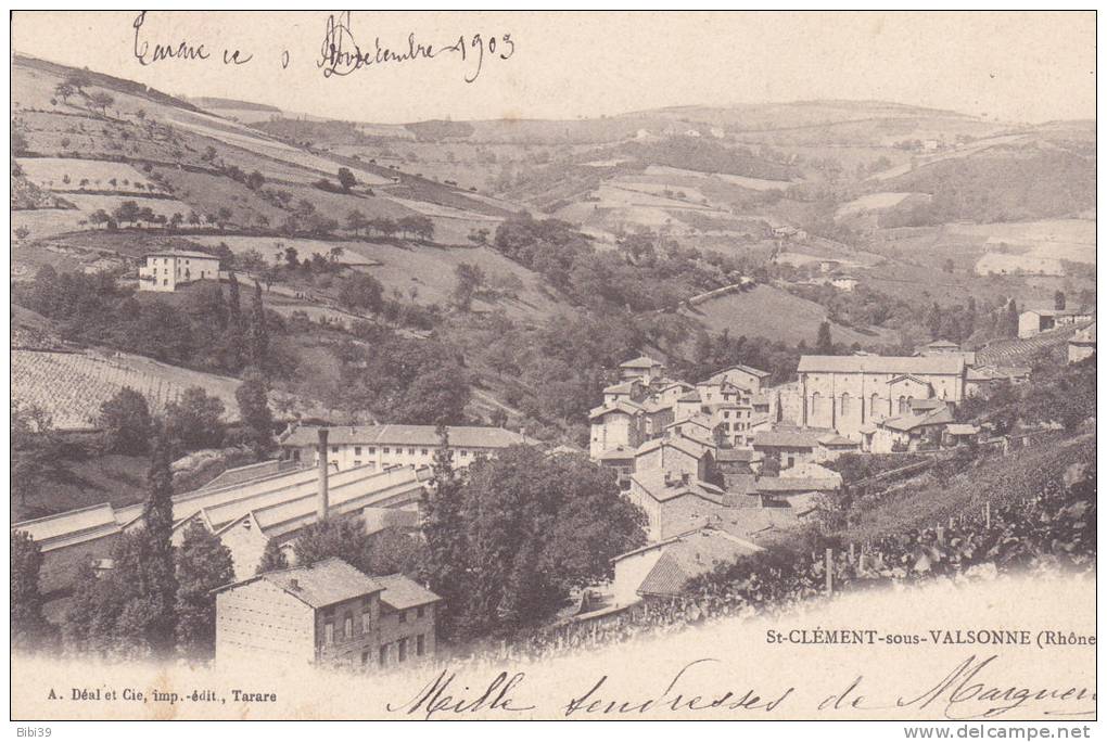 St-CLEMENTsous-VALSONNE.  _  Vue Generale. Usine Et Beaucoup De Vignes. Grosse Maison à Mi-coteau - Other & Unclassified