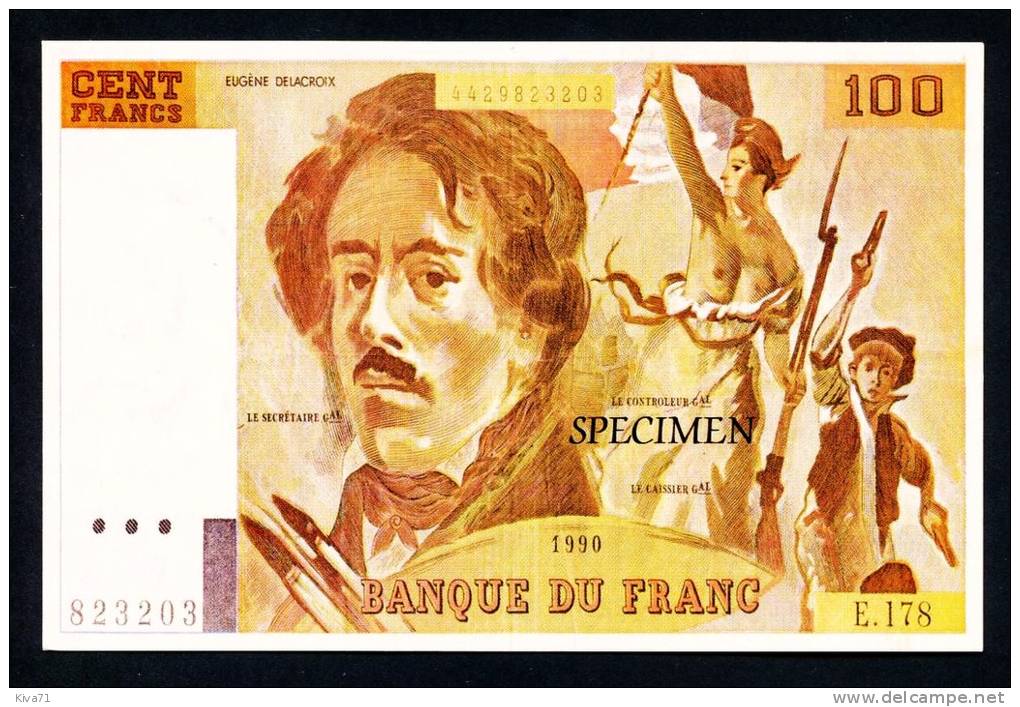 Carte Postale Billet  De "100 F Delacroix  "   Specimen "   UNC - Fictifs & Spécimens