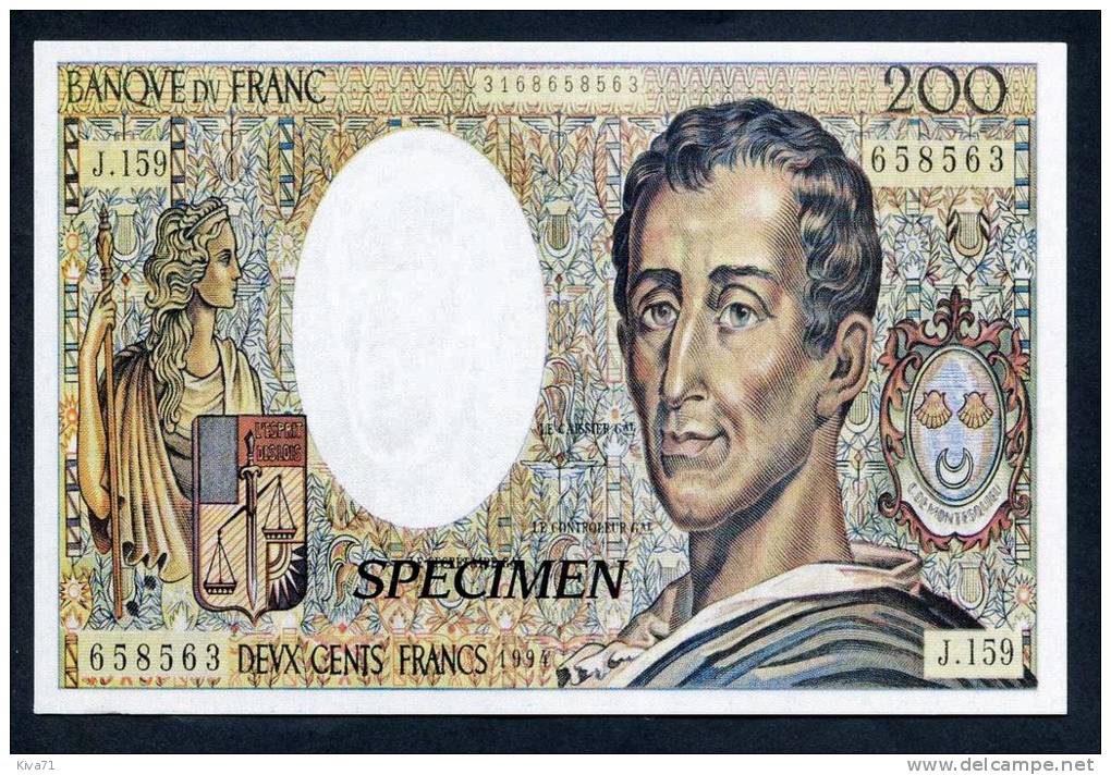 Carte Postale Billet  De "200 F  Montesquieu"   Specimen "   UNC - Ficción & Especímenes