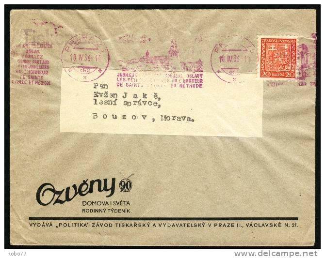 1936 Czechoslovakia Cover Tiskopis.  Praha 25, 18.IV.36.  (A06088) - Covers & Documents