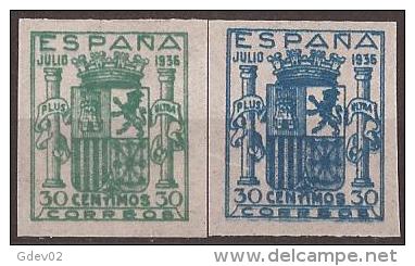 ESNE56-L4125TV.España Spain Espagne. ESCUDO DE ESPAÑA.Granada 1936. (Ed NE 56/7**).sin Charnela.Magnifico - Plaatfouten & Curiosa