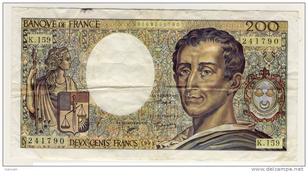 200  Francs  Montesquieu  -  1994  -  P.155f  -  Alphabet K.159  - Fayette N° 70-2/1 - 200 F 1981-1994 ''Montesquieu''
