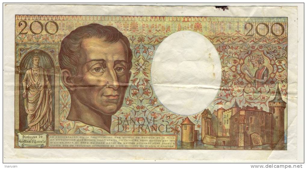 200  Francs  Montesquieu  -  1994  -  P.155f  -  Alphabet K.159  - Fayette N° 70-2/1 - 200 F 1981-1994 ''Montesquieu''