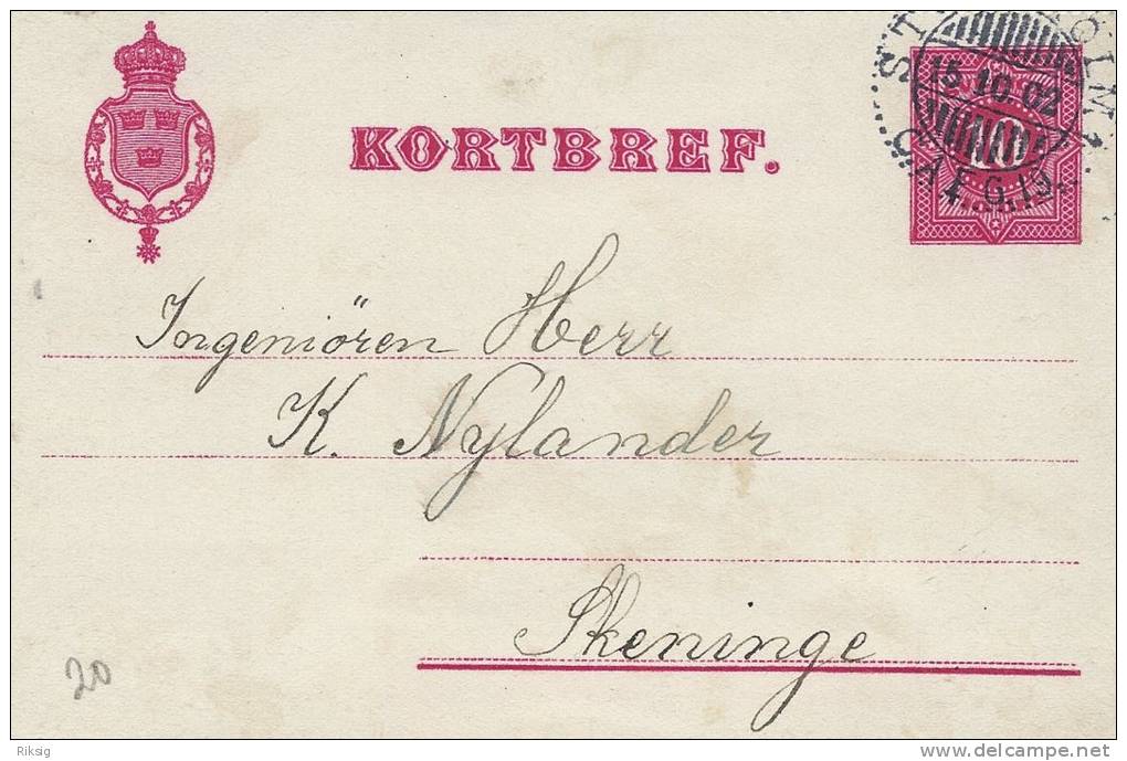 Kortbref  Stockholm To Skeninge  B-84 - Postal Stationery