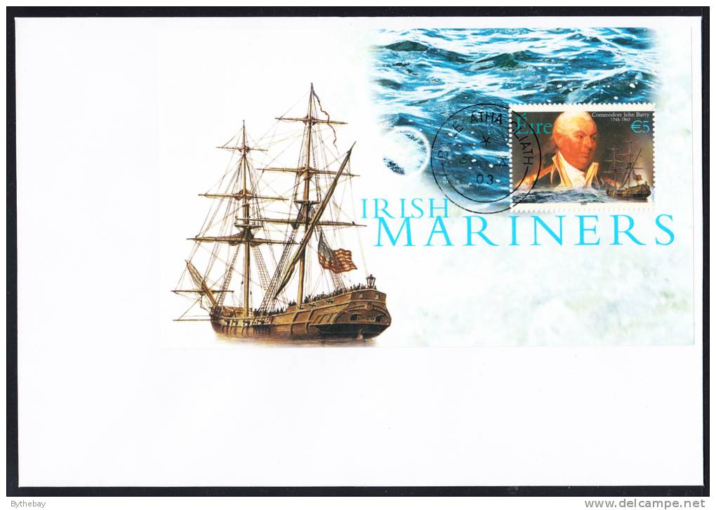 Ireland Scott #1510 FDC Souvenir Sheet 5 Euros Commodore John Barry - Irish Mariners - FDC