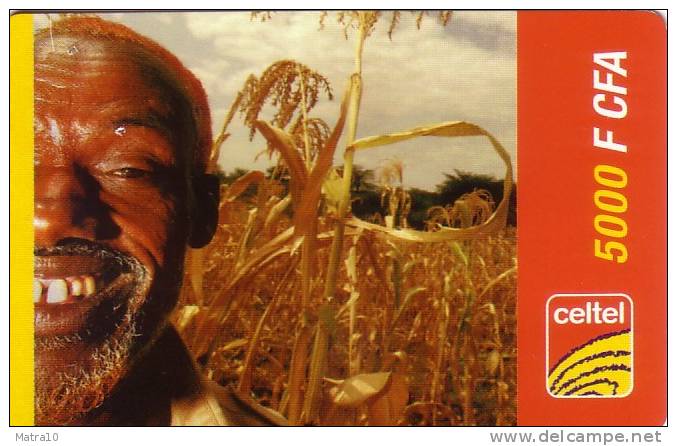 NIGER PREPAYEE PREPAID CARD CELTEL 5000 CFA  VIEUX OLD MAN CORN MAIZE SORGHO MIL MILLET - Niger