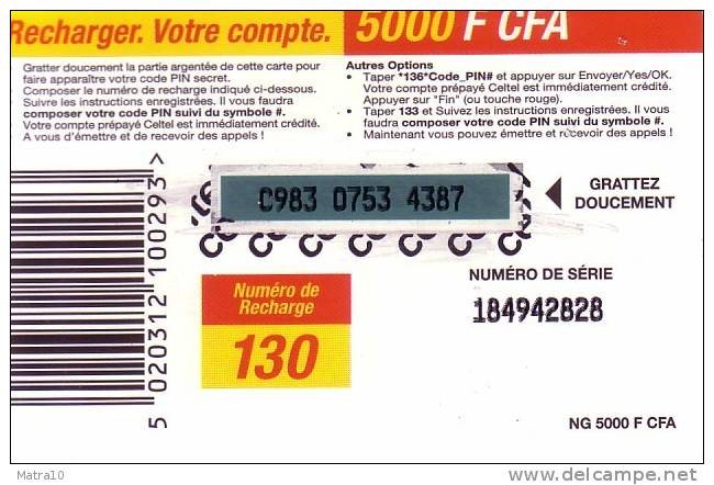 NIGER PREPAYEE PREPAID CARD CELTEL 5000 CFA  VIEUX OLD MAN CORN MAIZE SORGHO MIL MILLET - Niger