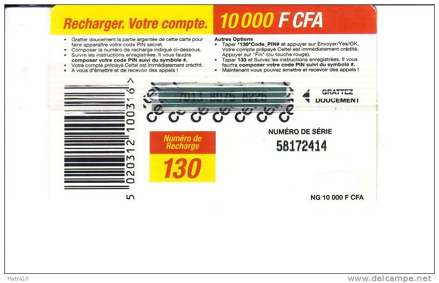 NIGER PREPAYEE PREPAID CARD CELTEL 10000 CFA  FILLE AFRICAINE AFRICAN GIRL RAGAZZA COLLIER NECKLACE - Niger