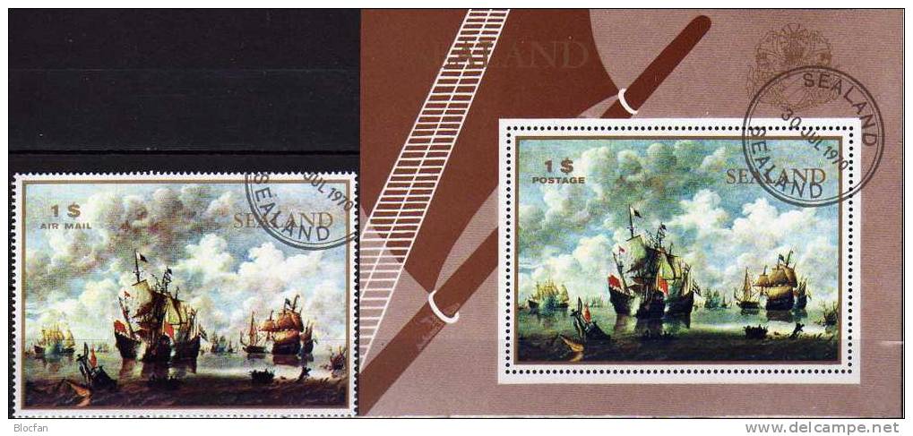 Schiff Auf Atlantik 1970 British Zealand Marke 31+Block 1 O 18€ Segelschiff Regionalmarken Privat Historical Ss Sheet UK - Vignettes De Fantaisie