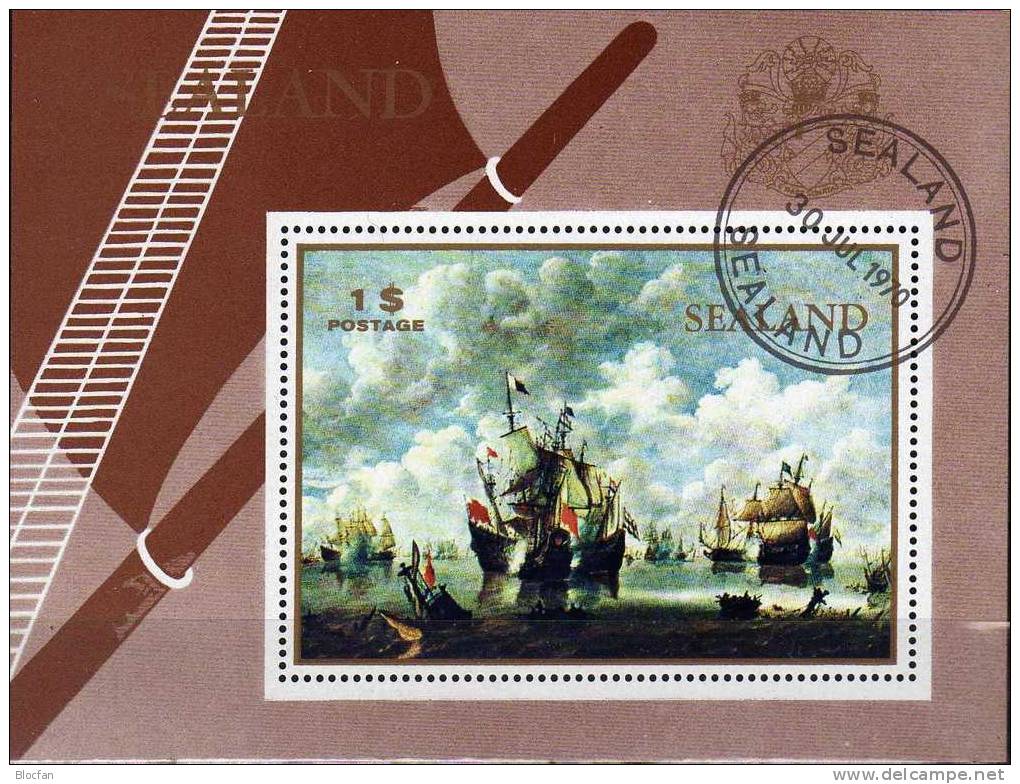 Schiff Auf Atlantik 1970 British Zealand Marke 31+Block 1 O 18€ Segelschiff Regionalmarken Privat Historical Ss Sheet UK - Fantasy Labels