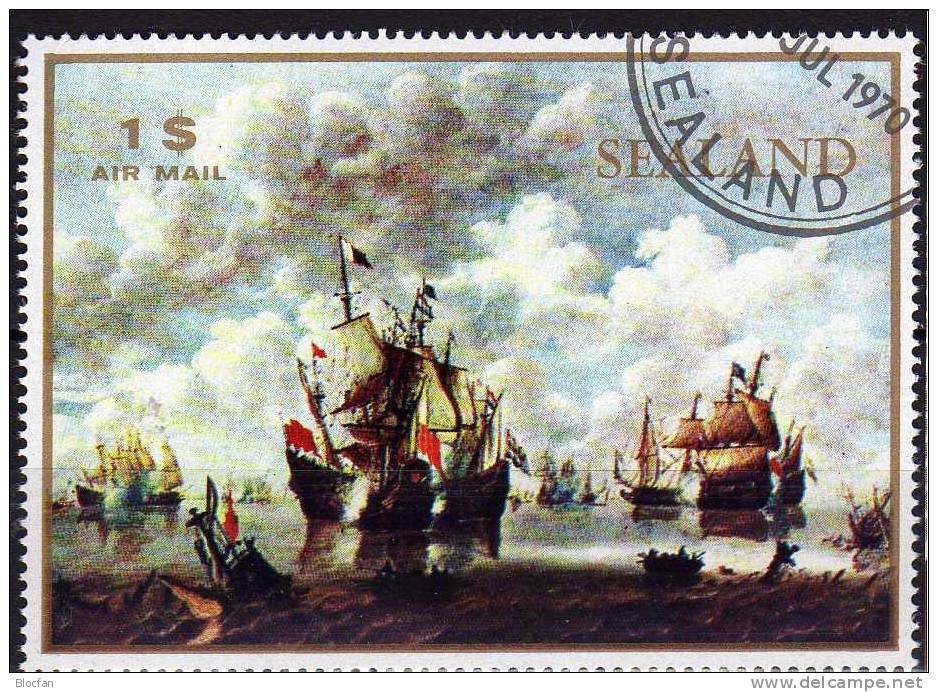 Schiff Auf Atlantik 1970 British Zealand Marke 31+Block 1 O 18€ Segelschiff Regionalmarken Privat Historical Ss Sheet UK - Vignettes De Fantaisie