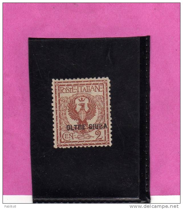 OLTRE GIUBA 1925 SOPRASTAMPATO D'ITALIA ITALY OVERPRINTED CENT. 2 C MNH OTTIMA CENTRATURA - Oltre Giuba