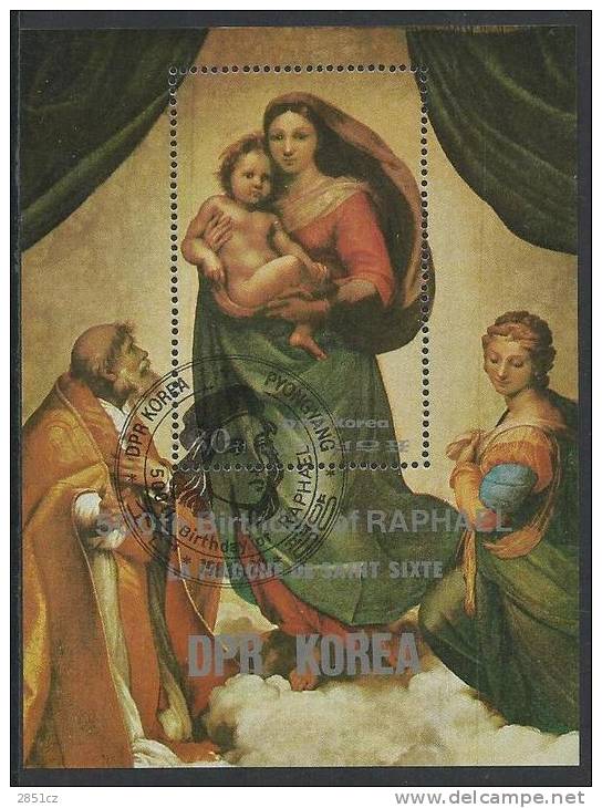 500th BIRTH OF RAPHAEL, Block, DPR KOREA - Schilderijen