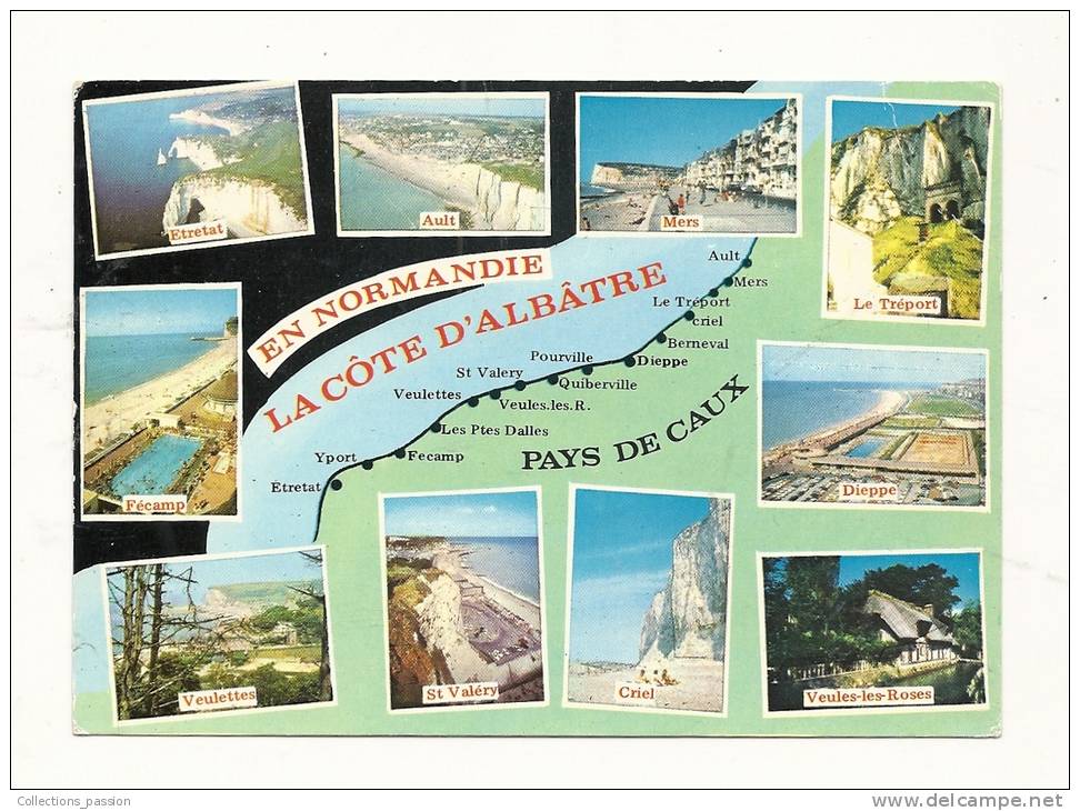Cp, Carte Géographique, La Côte D´Albatre, Voyagée 1988 - Carte Geografiche