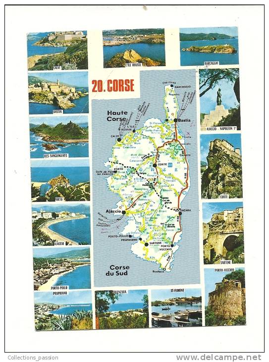 Cp, Carte Géographique, La Corse, Voyagée 1978 - Carte Geografiche