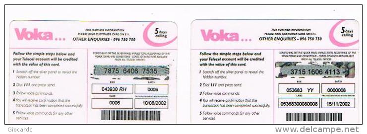 ZAMBIA    - TELECEL  (GSM RECHARGE ) - VOKA: LOT OF 2 WITH DIFFERENT EXPIRY   - USED   -  RIF. 898 - Zambie