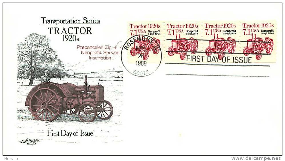 1986  Transportation Series Tractor  Coi Strip Of 4  Precancelled Untagged  Sc 2127a - 1981-1990