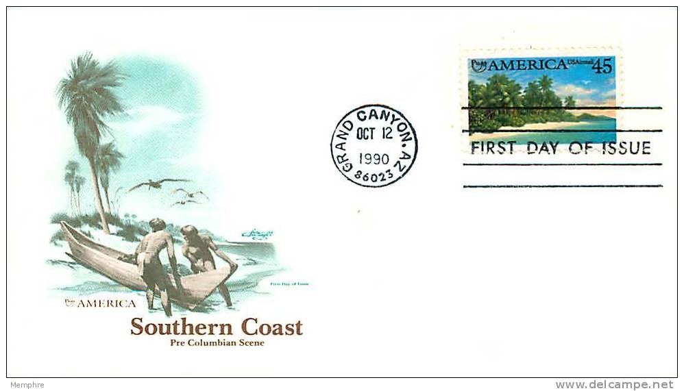 1990  Southern Coast  Air Mail Stamp  Sc C127 - 1971-1980