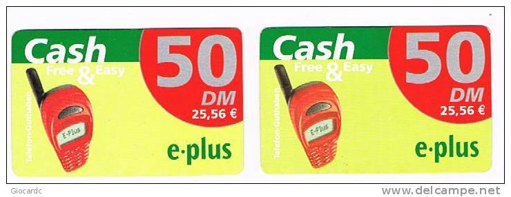 GERMANIA (GERMANY) - E PLUS   (GSM RECHARGE) -    LOT OF 2 WITH DIFFERENT EXP.      - USED ° - RIF. 5837 - GSM, Voorafbetaald & Herlaadbare Kaarten