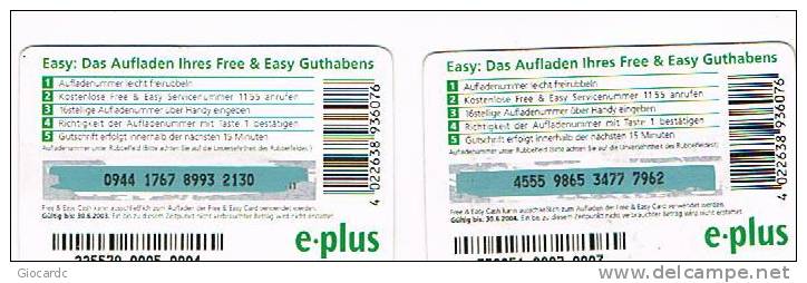 GERMANIA (GERMANY) - E PLUS   (GSM RECHARGE) -    LOT OF 2 WITH DIFFERENT EXP.      - USED ° - RIF. 5837 - GSM, Voorafbetaald & Herlaadbare Kaarten