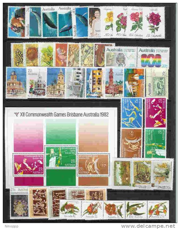Australia-1982 Year,, ASC 825-868a, 44 Stamps + 1 MS MNH - Verzamelingen