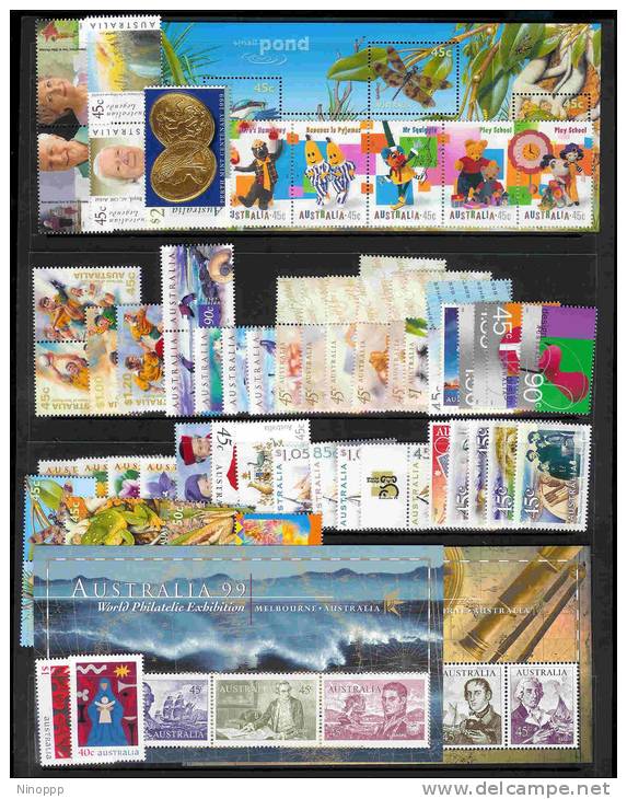 Australia-1999 Year ASC 1716-1783, 56 Stamps + 3 MS MNH - Collections