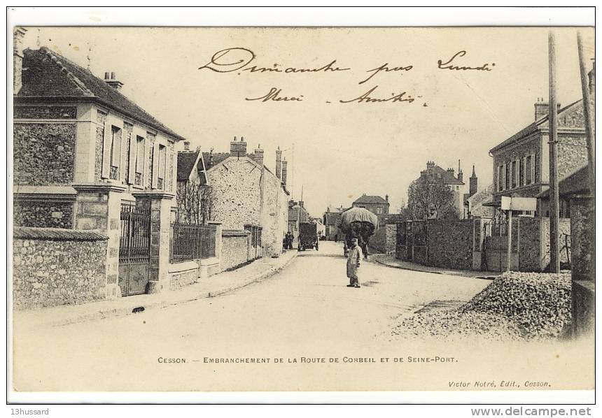 Carte Postale Ancienne Cesson - Embranchement De La Route De Corbeil Et De Seine Port - Cesson