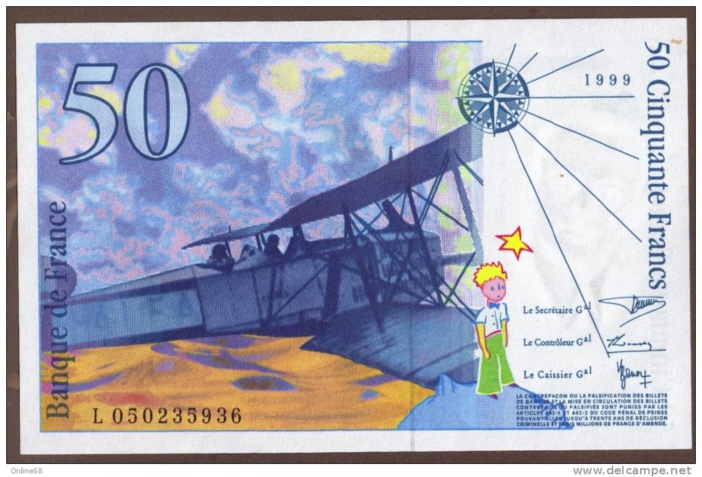 FRANCE 50 FRANCS 1999  ''St Exupéry''  Alpha L 050235936  UNC - 50 F 1992-1999 ''St Exupéry''