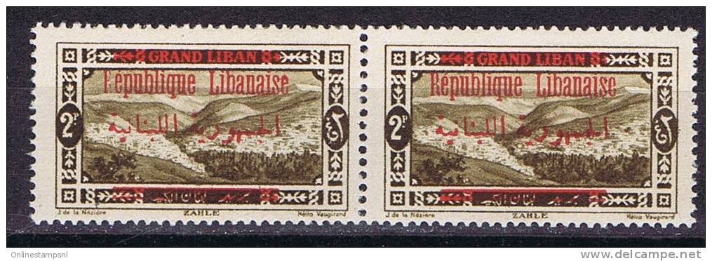 Grand Liban: 1928 , Maury 110 + 110 A , Yv 111a + 111 Surcharge R Incomplete , Neuf ** MNH - Ongebruikt