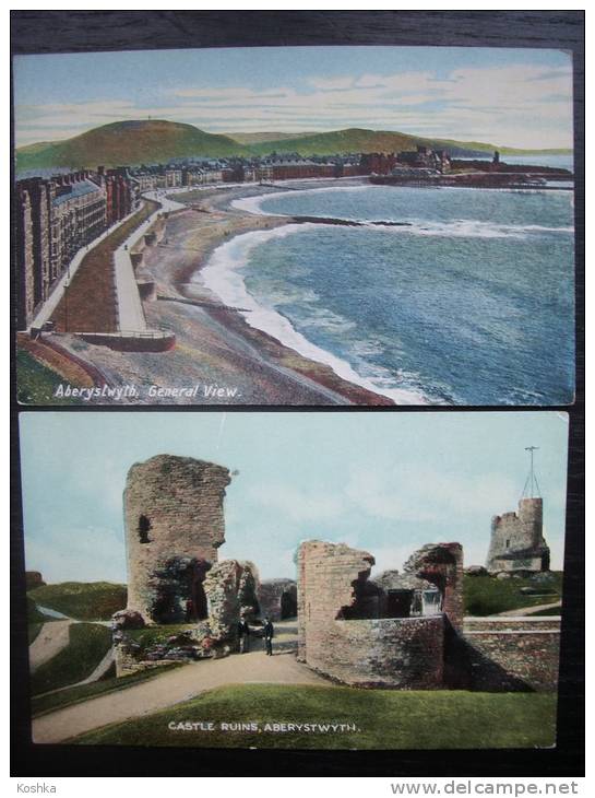 ABERYSTWYTH - Serial Of 2 Cards - Castle Ruins + General View - Never Used - Lot 127 - Cardiganshire